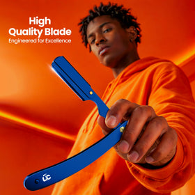 Side view of Utopia Care Straight Razor showing blade lock