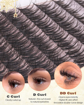 Side view of wtvane Wispy Lash Clusters demonstrating flexibility