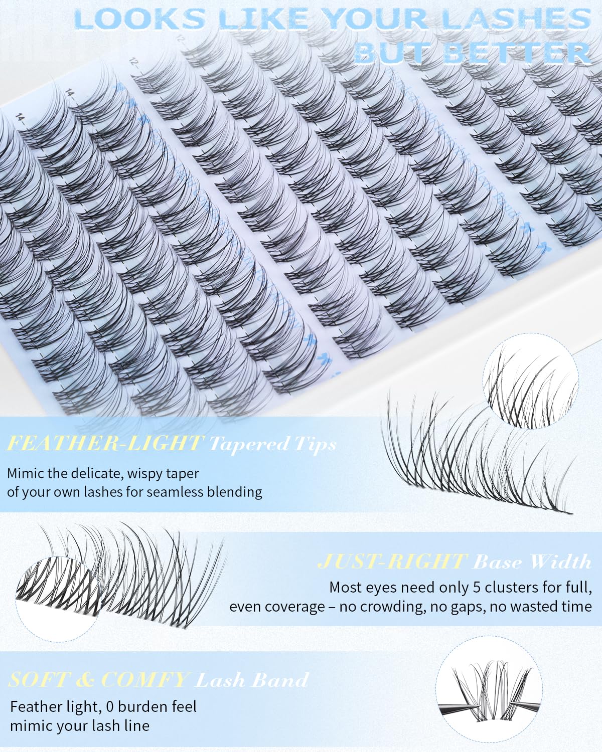 Side view of wtvane Wispy Lash Clusters on model