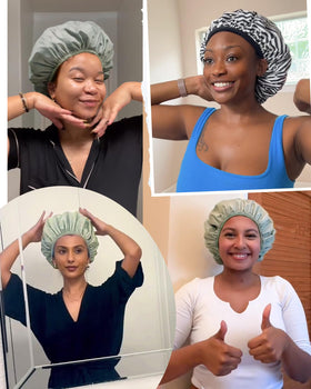 Side view of YANIBEST shower cap on a mannequin