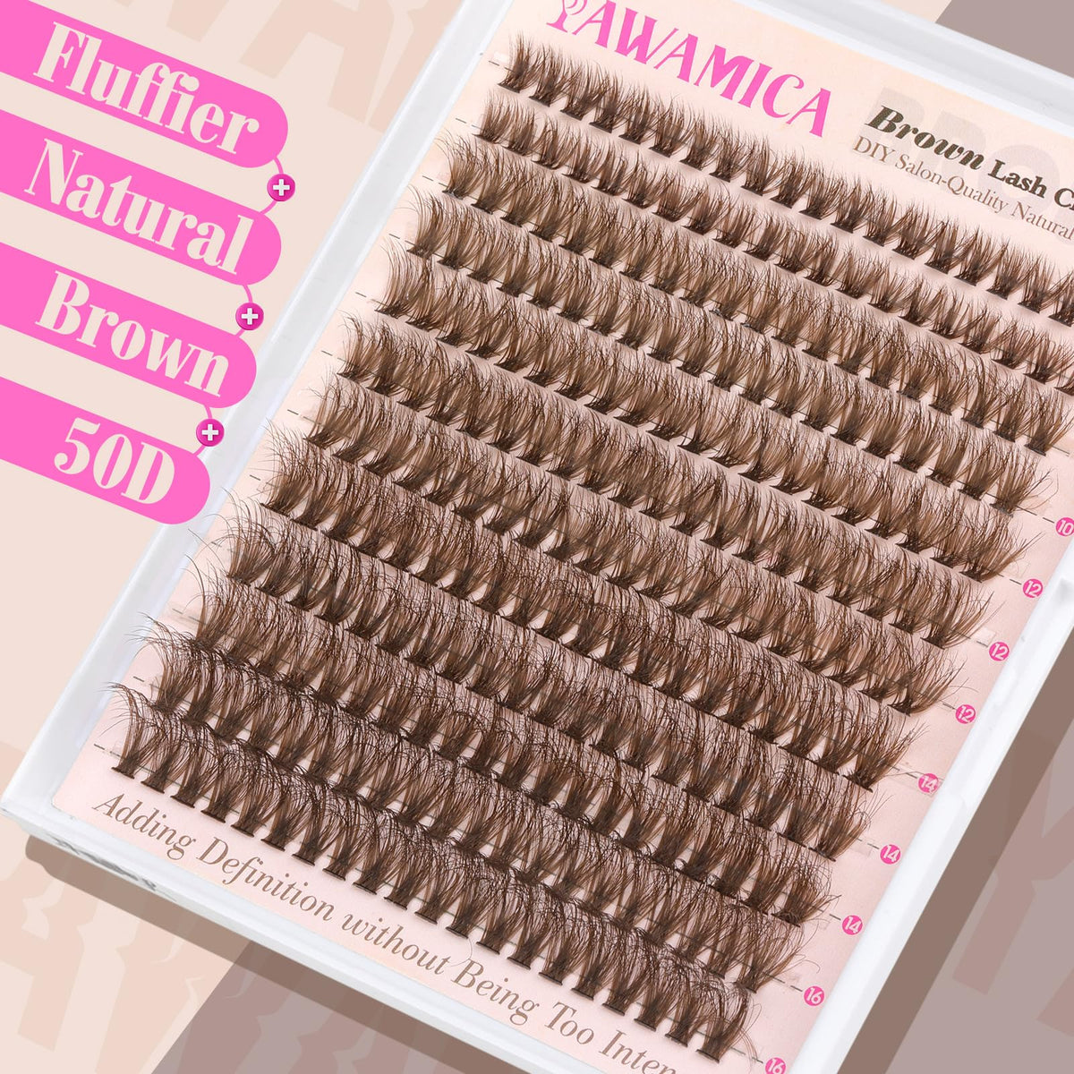 Side view of Yawamica Brown Lash Clusters Kit packaging