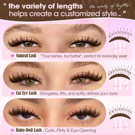 Side view of Yawamica Brown Lash Clusters showcasing lash band