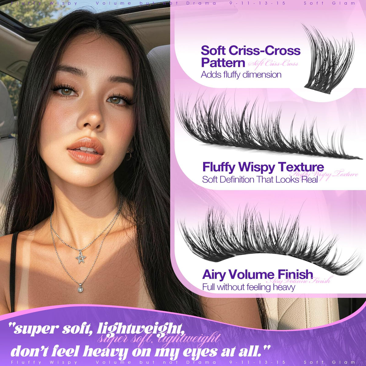 Side view of Yawamica Fluffy Lash Clusters showing CC curl effect