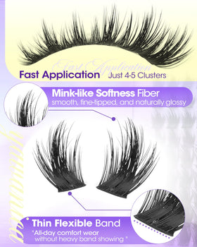 Side view of Yawamica Fluffy Manga Lash Clusters in use