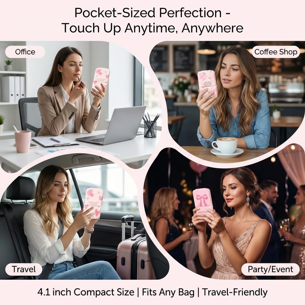 Side view of YOJO compact mirror with PU leather cover