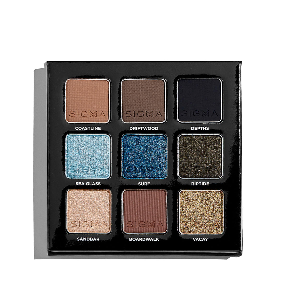 SIGMA BEAUTY Beachy Eyeshadow Palette front view with 9 shades