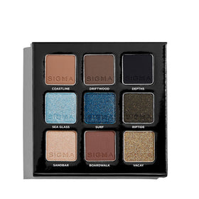 SIGMA BEAUTY Beachy Eyeshadow Palette front view with 9 shades