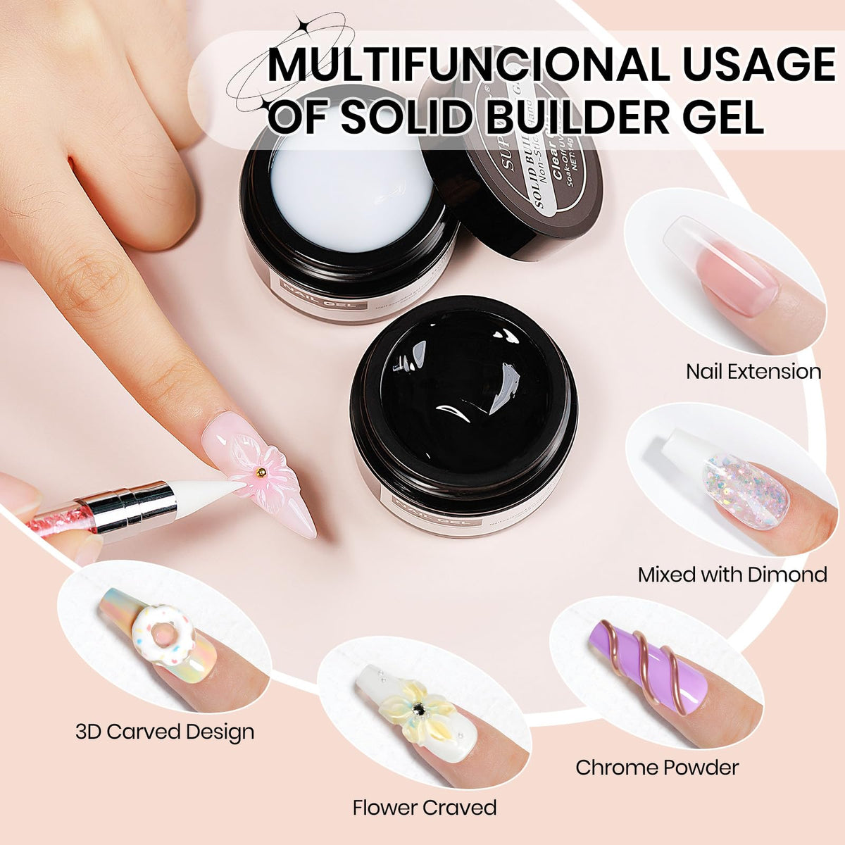 Silicone nail art pen included in SUPWEE 3D Nail Sculpting Gel Set
