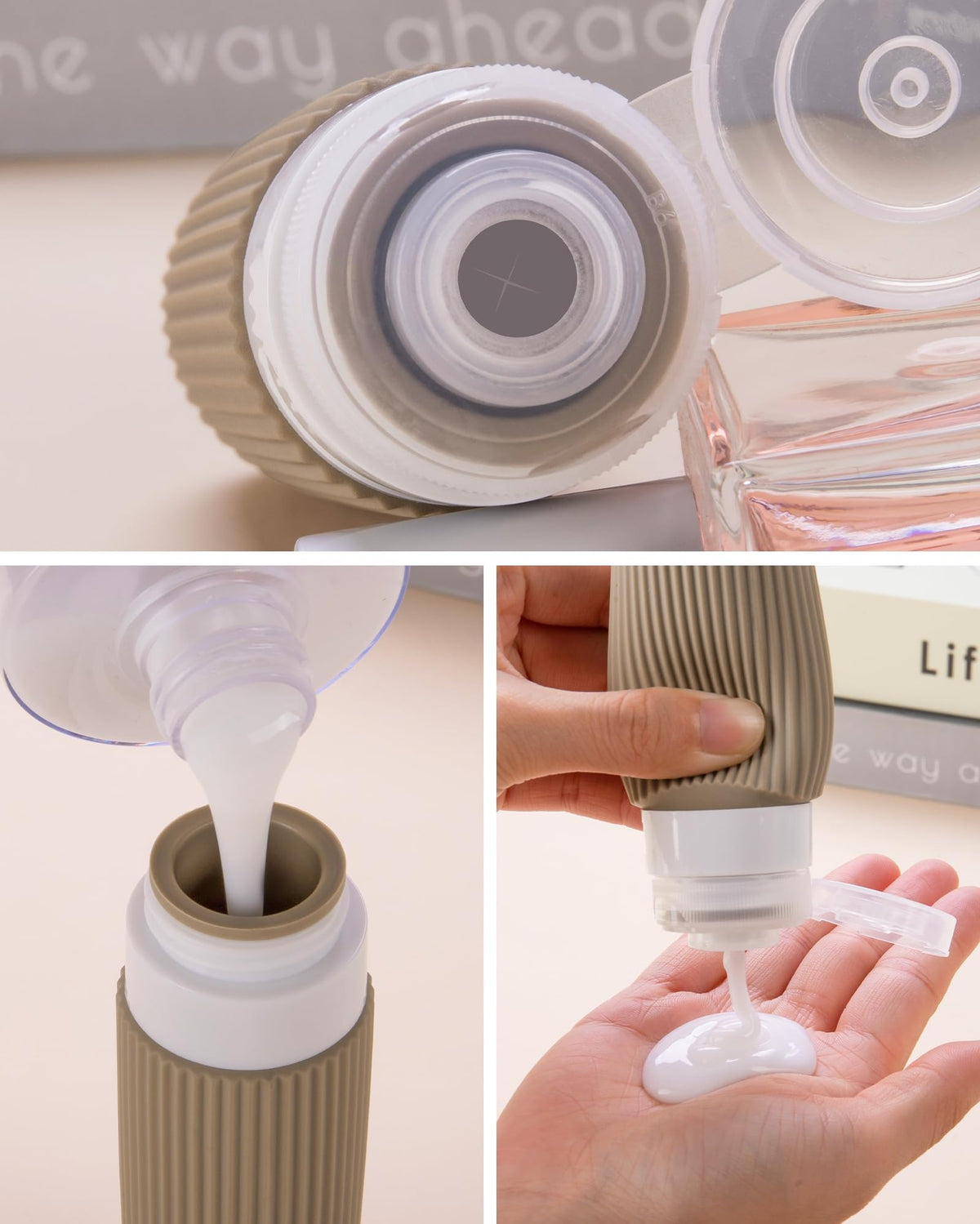 Silicone squeeze bottles in Mrsdry travel kit