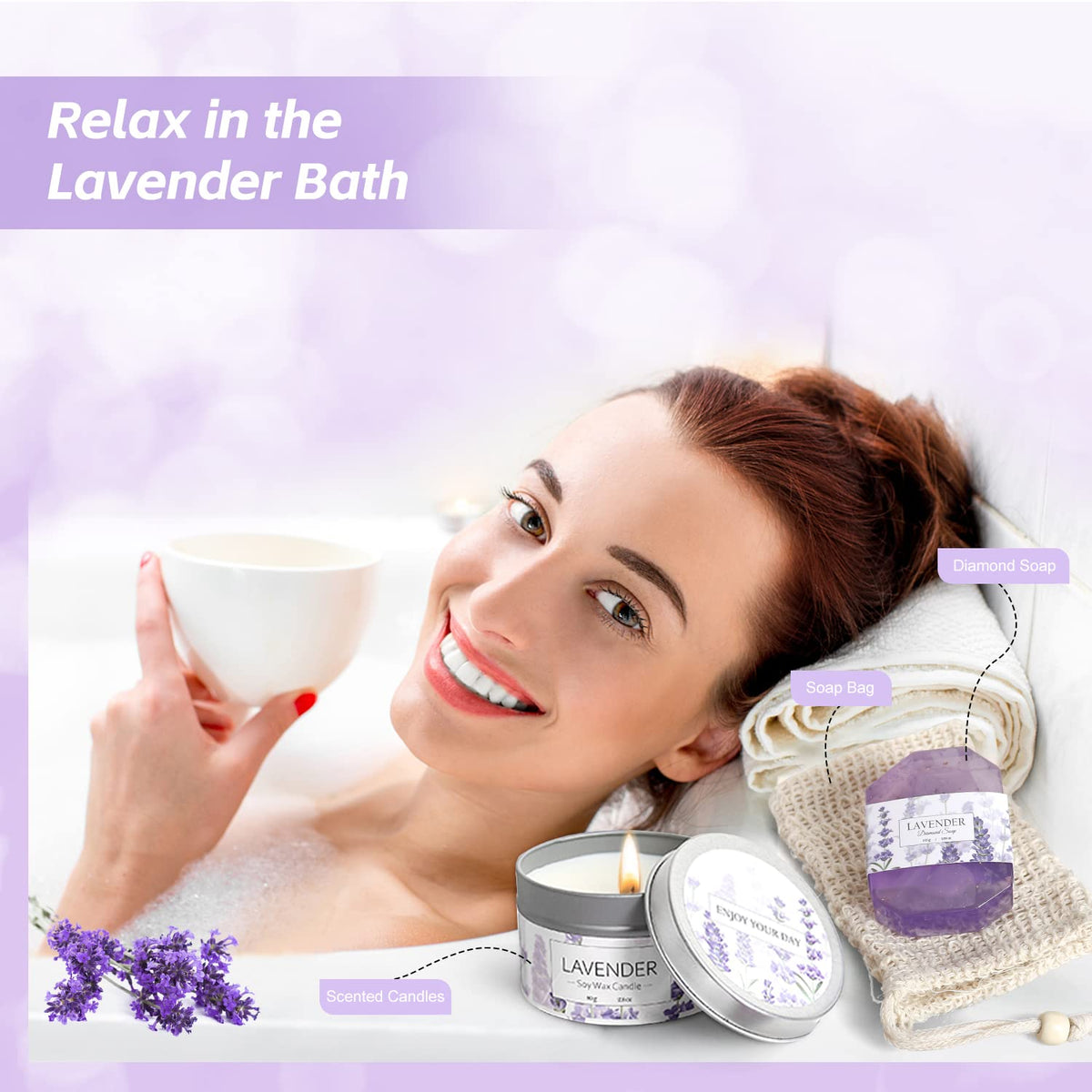 Silk eye mask and gift cards from the lavender spa gifts set