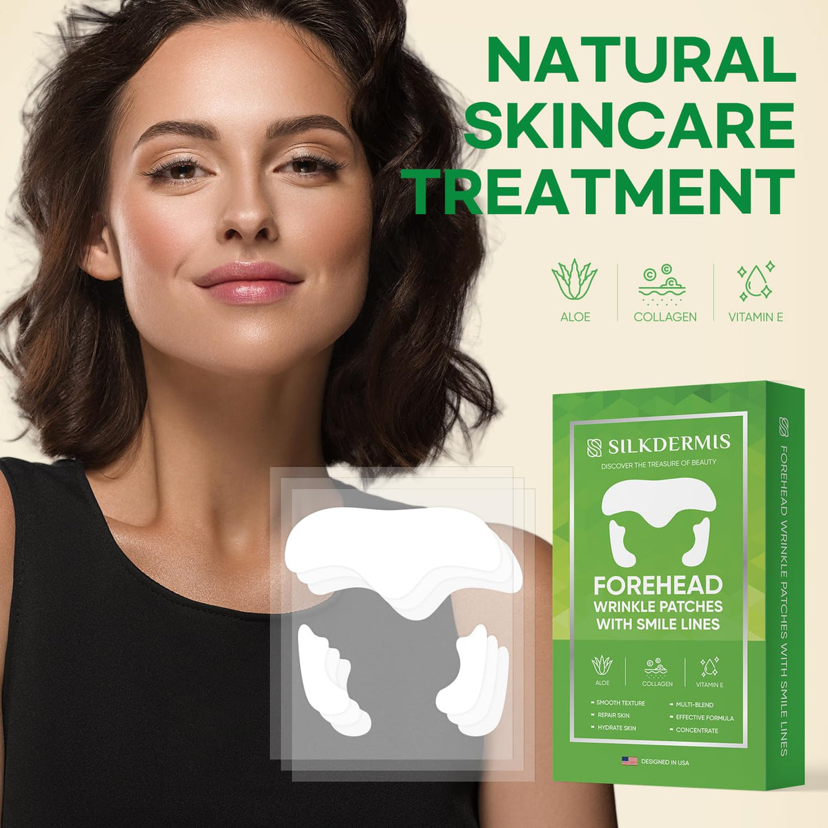 SILKDERMIS Forehead Wrinkle Patches with ingredients list