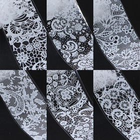 SILPECWEE Lace Nail Foil displayed with nail art tools