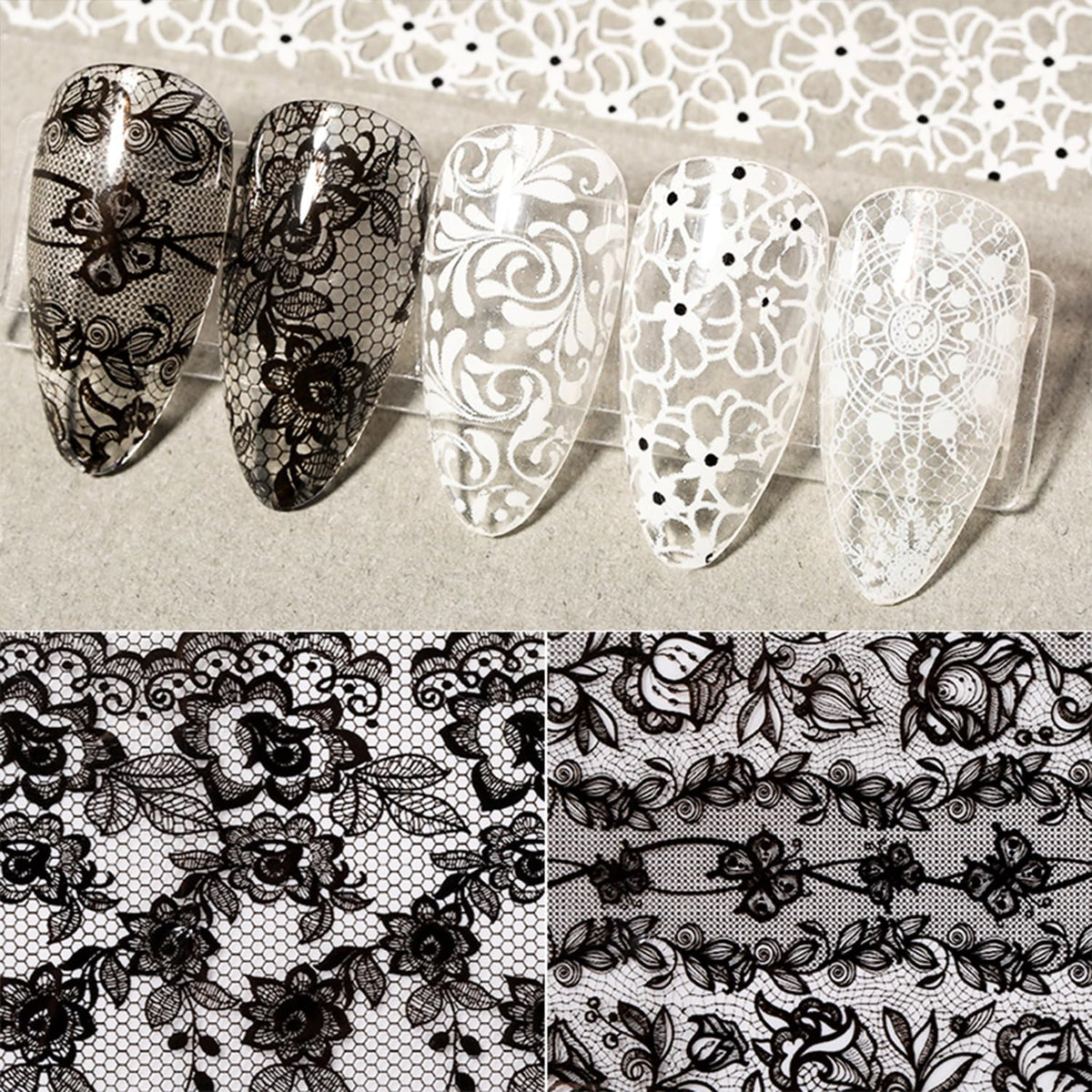 SILPECWEE Lace Nail Foil used on acrylic nails