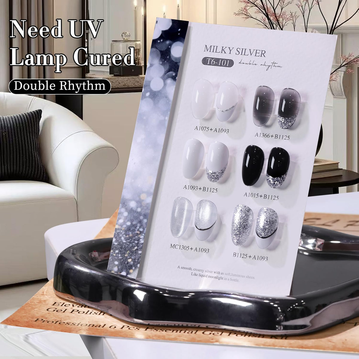 Silver cat eye gel polish from Double Rhythm set