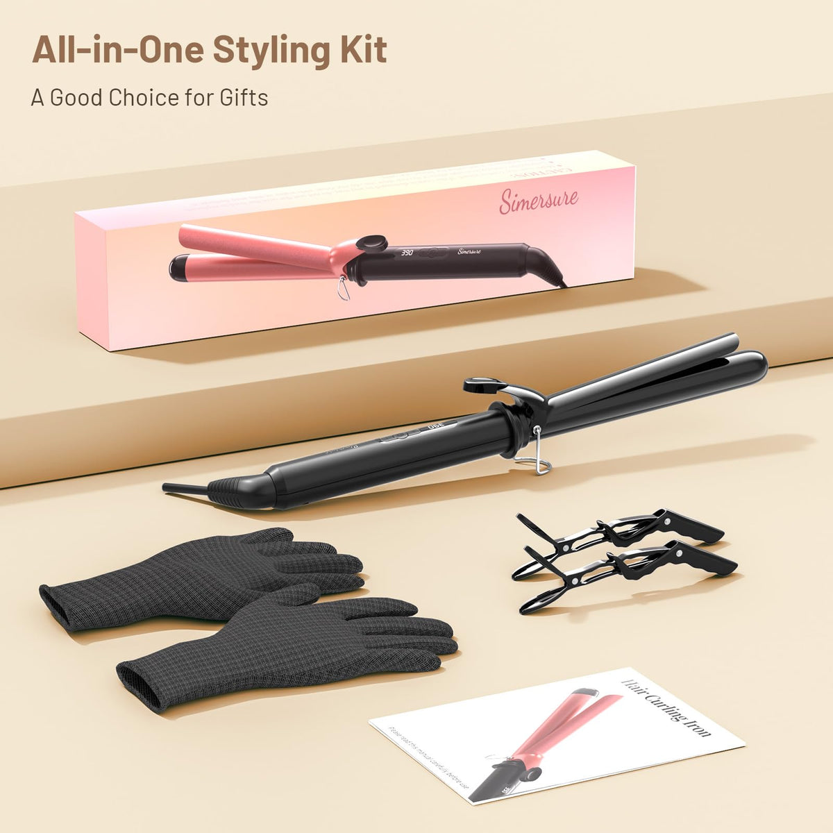 SimerSure Curling Iron with beautiful curls styled
