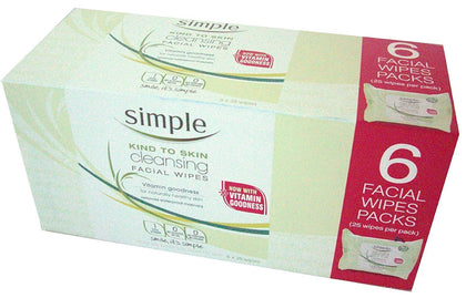 Simple Cleansing Facial Wipes boxed set with 150 wipes