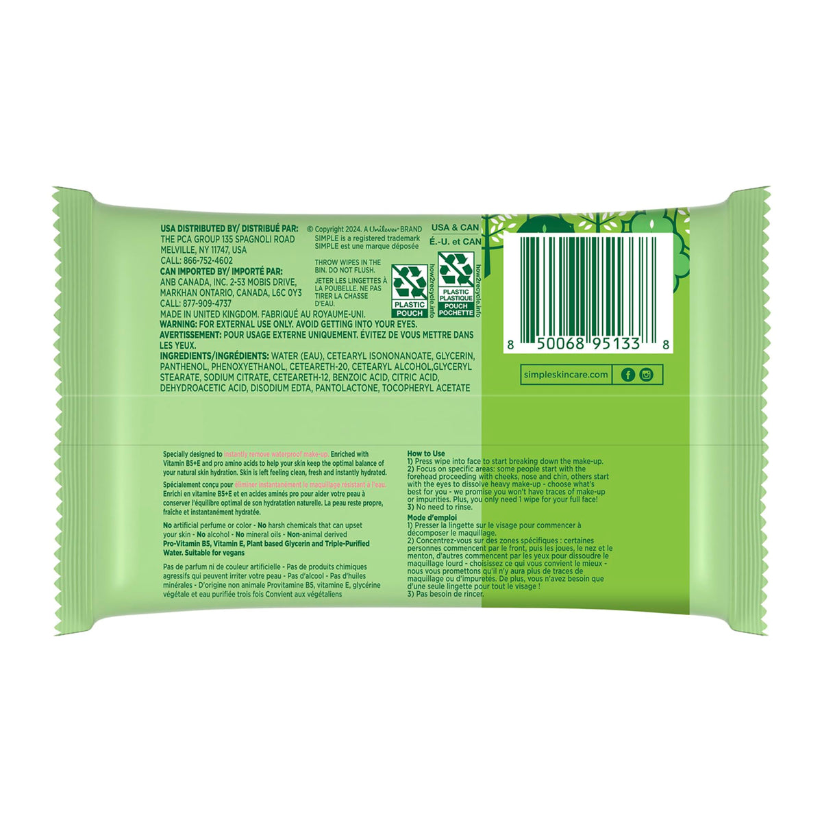 Simple Cleansing Wipes pack displayed with other skincare products