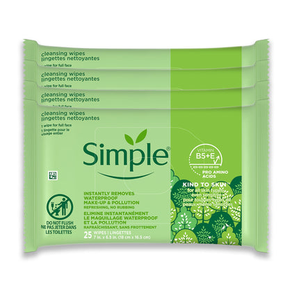 Simple Kind To Skin Cleansing Makeup Remover Wipes pack front view