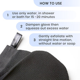 SimpleField Exfoliating Mitt displayed with other bathing accessories