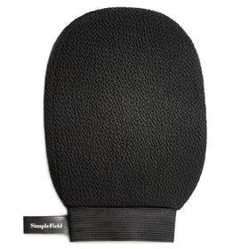 SimpleField Exfoliating Mitt front view showing 100% viscose material