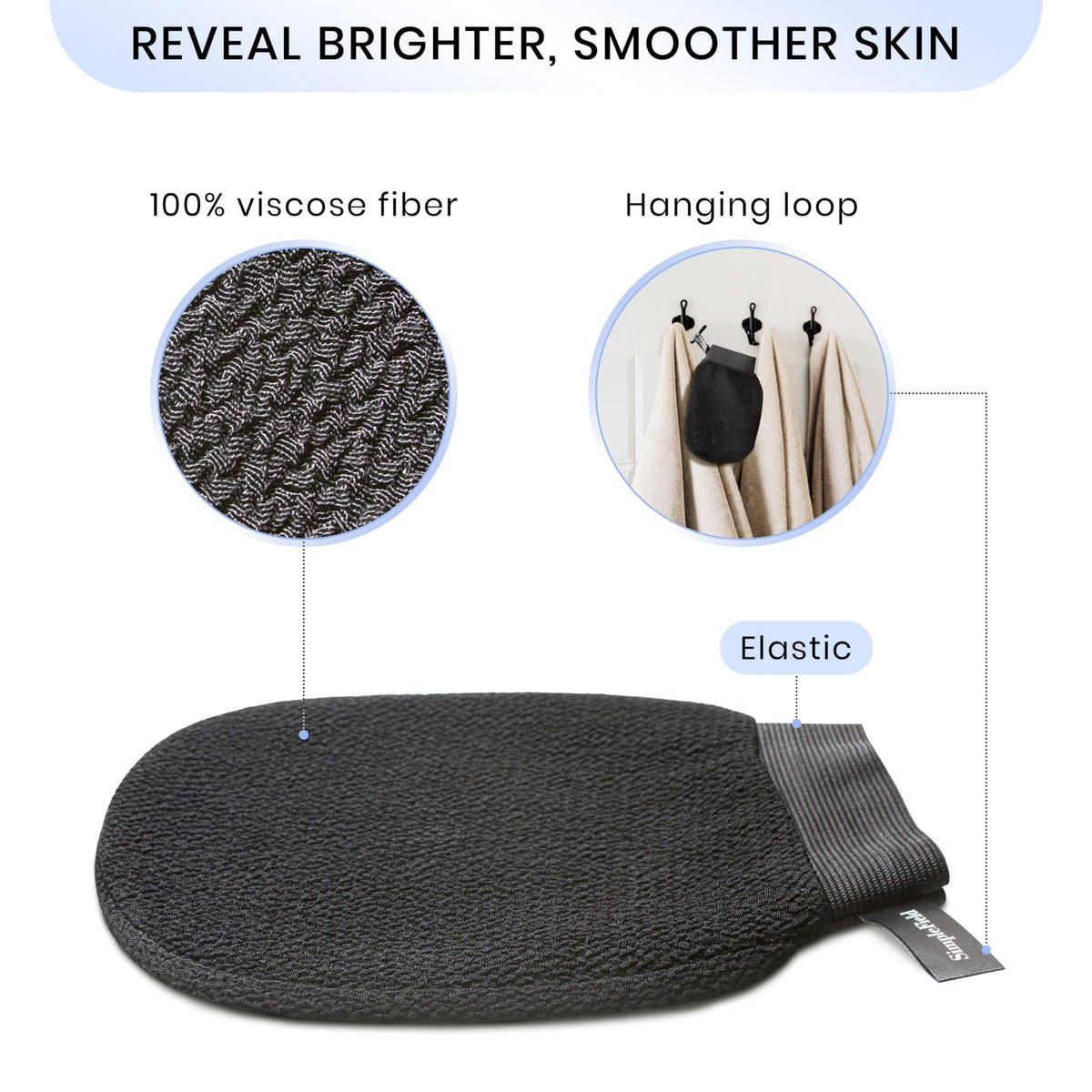 SimpleField Exfoliating Mitt in a lifestyle setting during a shower