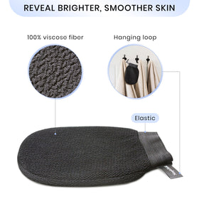 SimpleField Exfoliating Mitt in a lifestyle setting during a shower