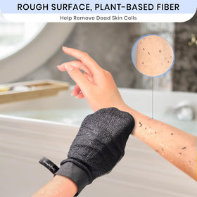 SimpleField Exfoliating Mitt side view highlighting its flexibility