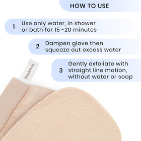 SimpleField Korean Exfoliating Mitt laid flat with dimensions