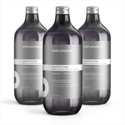 simplehuman Liquid Hand Soap Refill 3-Pack front view with floral design
