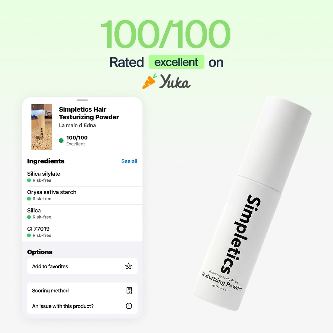 Simpletics Texturizing Powder 4g on a bathroom shelf