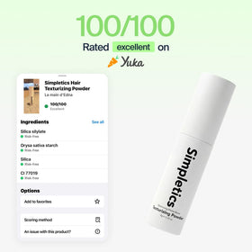 Simpletics Texturizing Powder 4g on a bathroom shelf