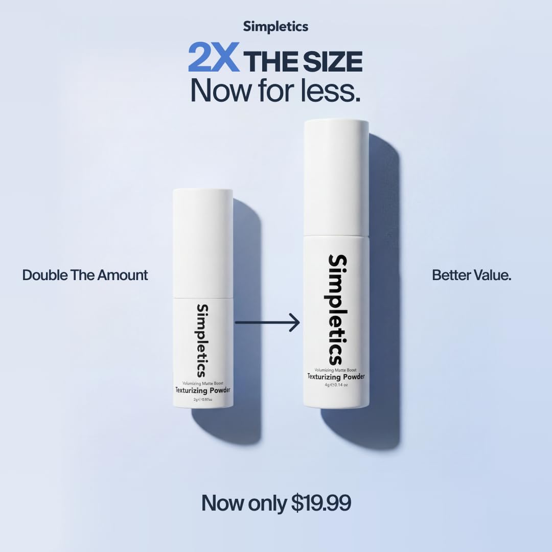 Simpletics Texturizing Powder 4g side view showing ingredients