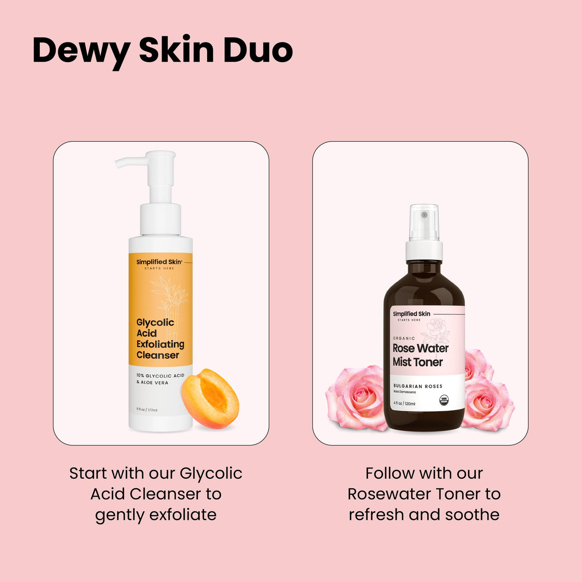 Simplified Skin Rose Water Spray showing mist application