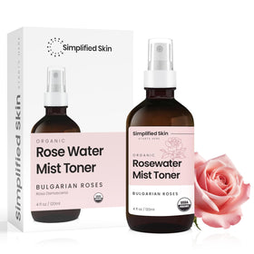 Simplified Skin Rose Water Spray with organic ingredients background