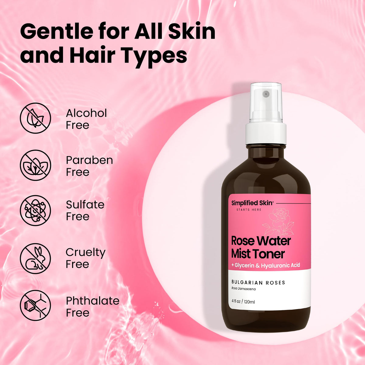 Simplified Skin Rosewater and Glycerin Spray packaging
