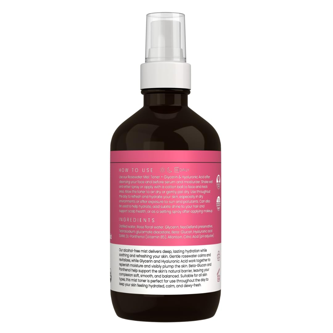 Simplified Skin Rosewater and Glycerin Spray with ingredients