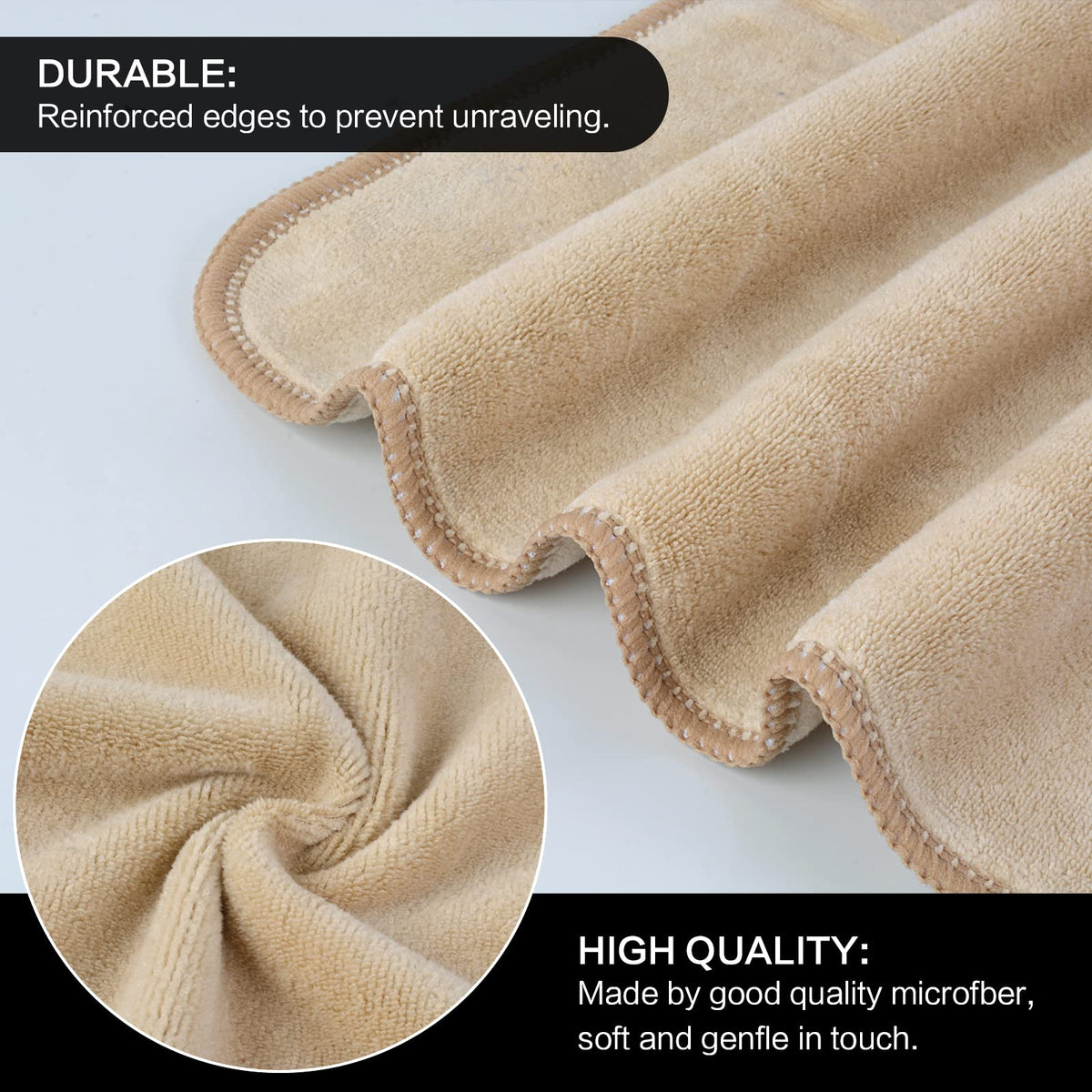 SINLAND Microfiber Facial Cloths 12x12 inch cream colour in use