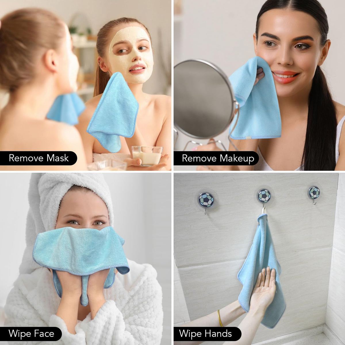 SINLAND Microfiber Facial Cloths 12x12 inch packaging front view