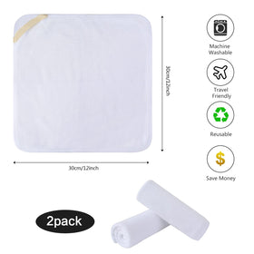 SINLAND Microfiber Facial Cloths 12x12 inch white folded