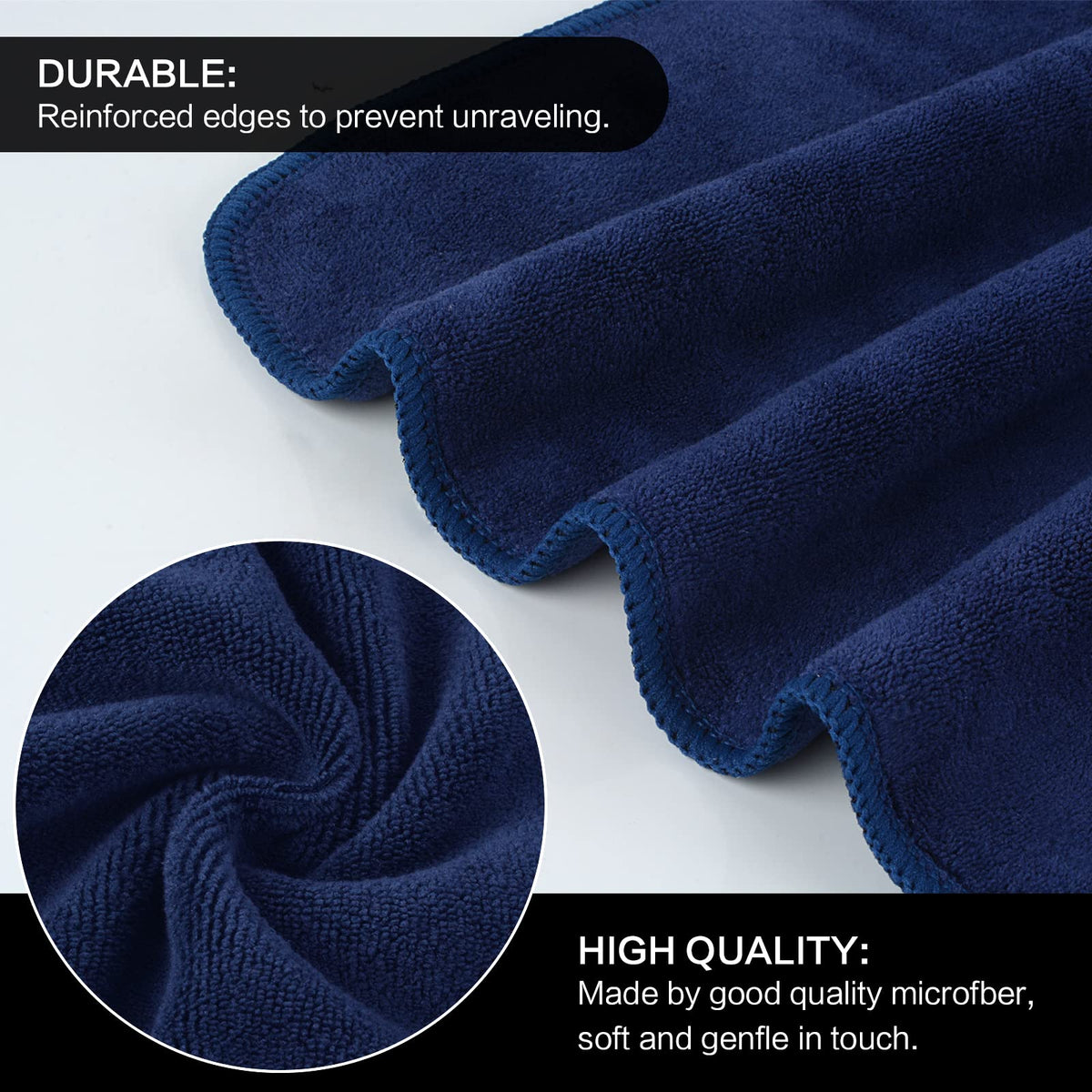 SINLAND Microfiber Facial Cloths 12x12 inches displayed on a bathroom counter