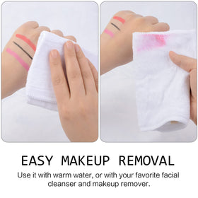 SINLAND Microfiber Facial Cloths being used for makeup removal