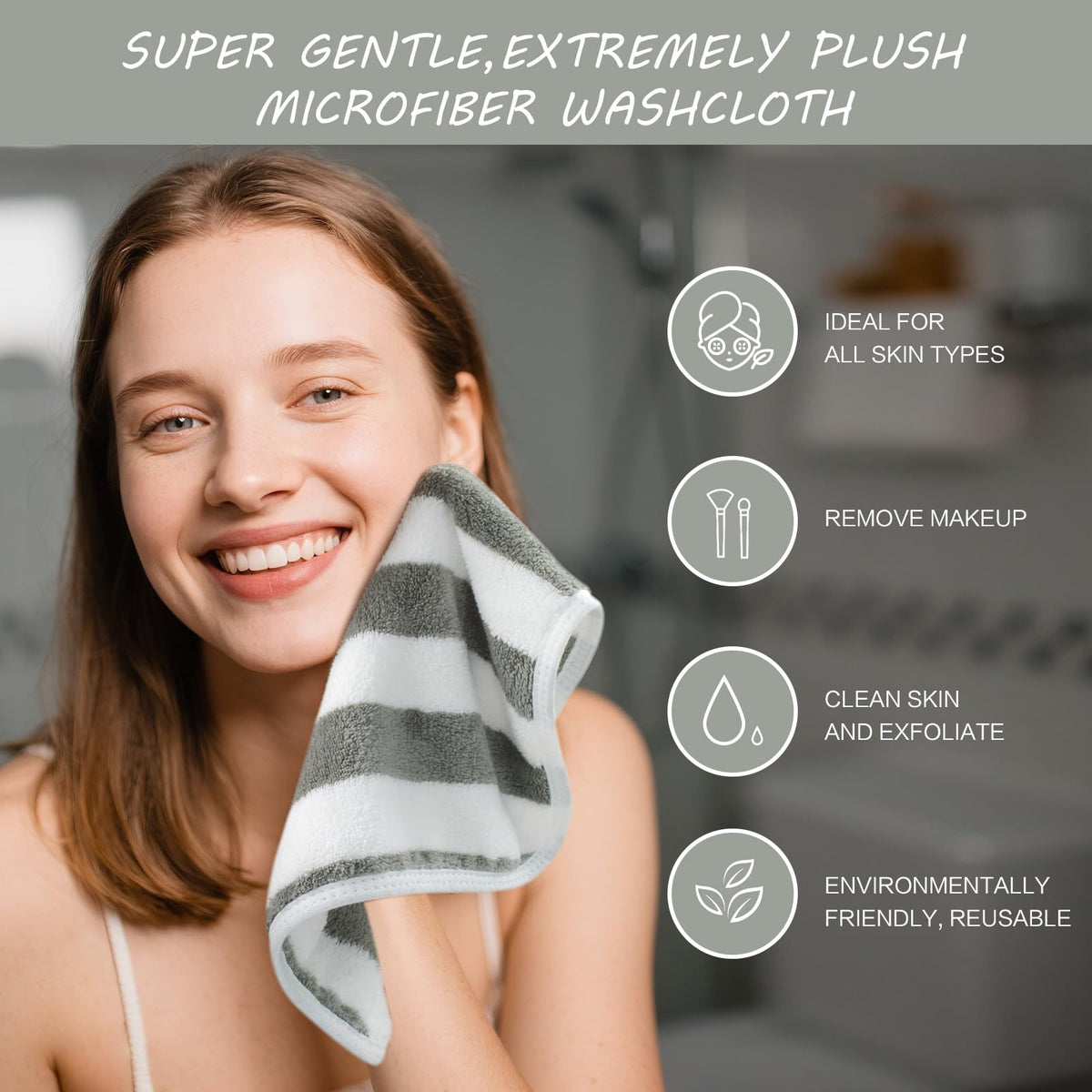 SINLAND Microfiber Facial Cloths drying on a towel rack