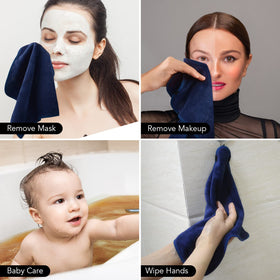 SINLAND Microfiber Facial Cloths folded and ready for use