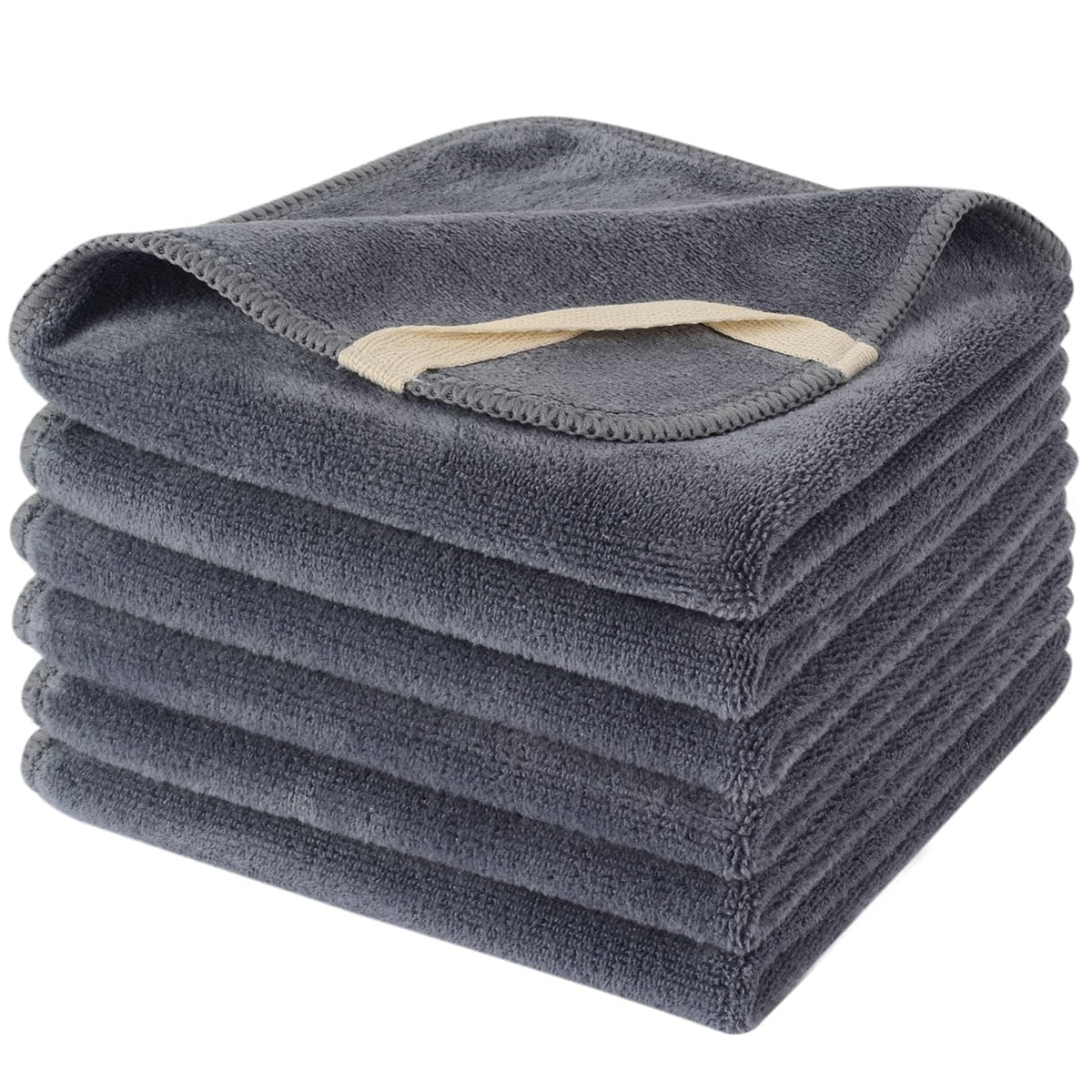 SINLAND Microfiber Facial Cloths grey 12x12 inches pack front view