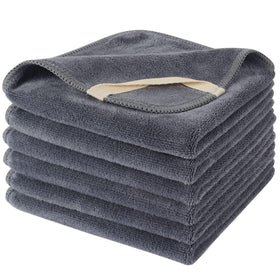 SINLAND Microfiber Facial Cloths grey 12x12 inches pack front view