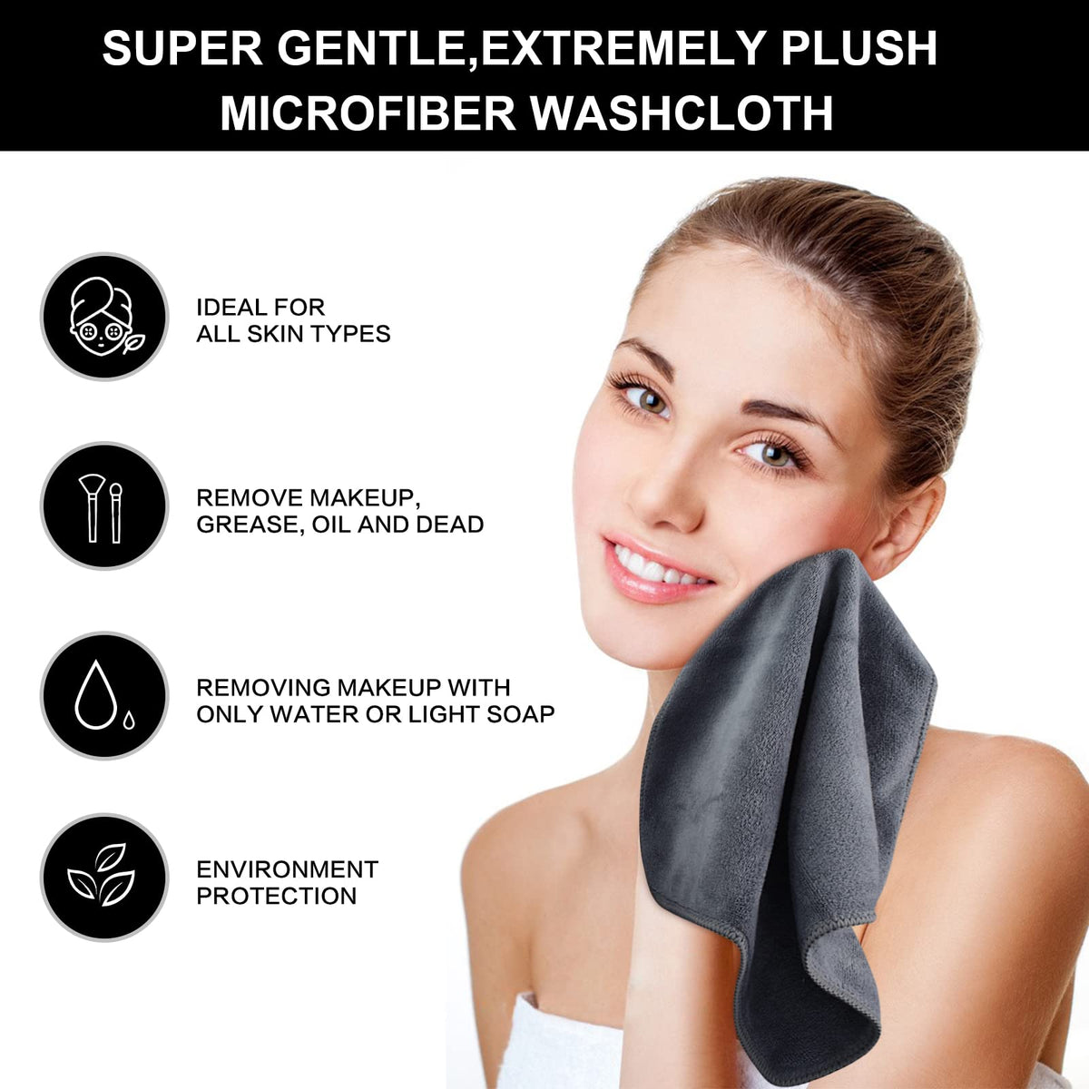 SINLAND Microfiber Facial Cloths in use for makeup removal