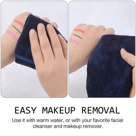 SINLAND Microfiber Facial Cloths navy blue in a laundry basket