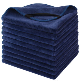 SINLAND Microfiber Facial Cloths navy blue pack of 10 front view