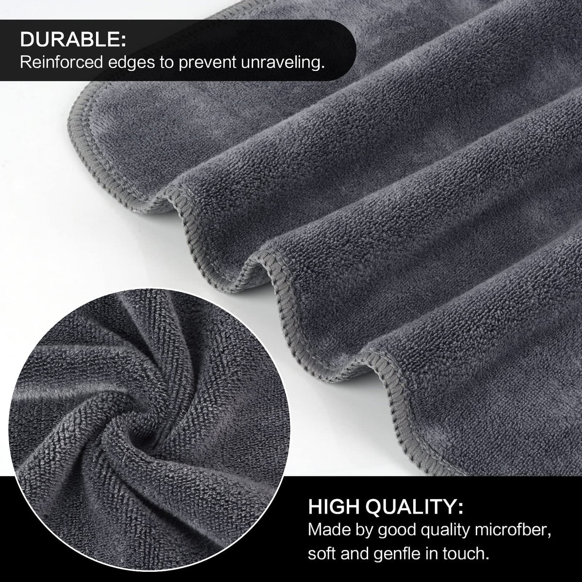 SINLAND Microfiber Facial Cloths stacked showing size