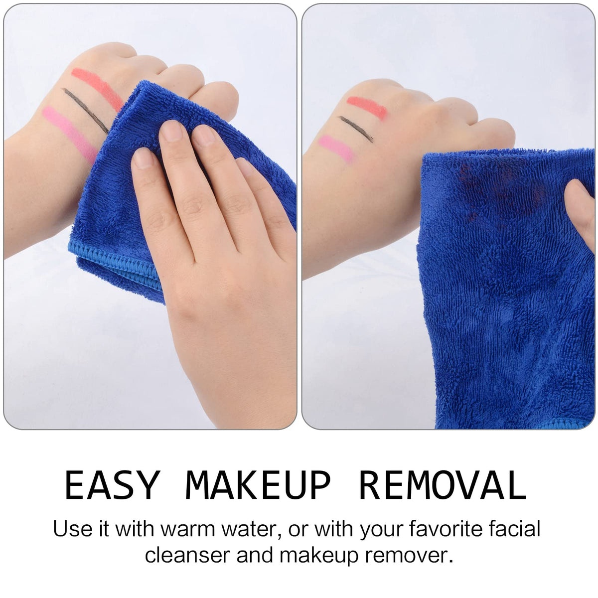 SINLAND Microfiber Facial Cloths stacked showing size